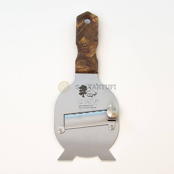 S.Z. Tartufi STAINLESS STEEL Truffle Slicer, with an olive wooden handle