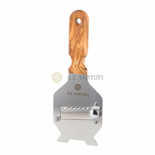 S.Z. Tartufi STAINLESS STEEL Truffle Slicer, with an olive wooden handle